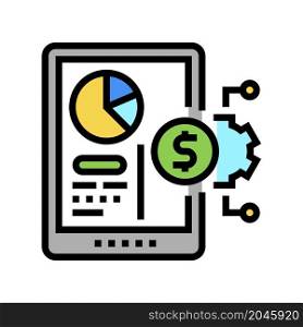 financial report on tablet screen color icon vector. financial report on tablet screen sign. isolated symbol illustration. financial report on tablet screen color icon vector illustration