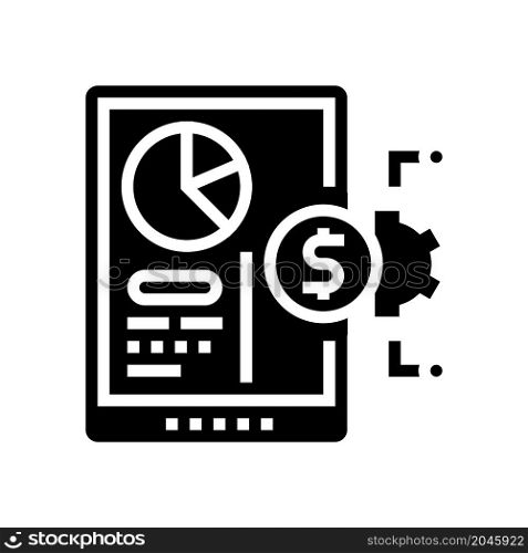 financial report on tablet screen glyph icon vector. financial report on tablet screen sign. isolated contour symbol black illustration. financial report on tablet screen glyph icon vector illustration