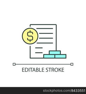 Financial report RGB color icon. Business documents. Finance management. Budgeting and planning. Isolated vector illustration. Simple filled line drawing. Editable stroke. Arial font used. Financial report RGB color icon