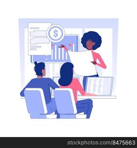 Financial reports isolated concept vector illustration. Accountant provides the financial report to colleagues, business people, company departments, corporation hierarchy vector concept.. Financial reports isolated concept vector illustration.