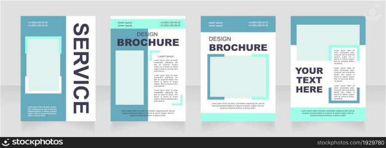 Financial service blue blank brochure layout design. Insurance info. Vertical poster template set with empty copy space for text. Premade corporate reports collection. Editable flyer paper pages. Financial service blue blank brochure layout design