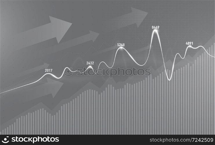 Financial stock market graph on stock market investment trading, Bullish point, Bearish point. trend of graph for business idea and all art work design. vector illustration.