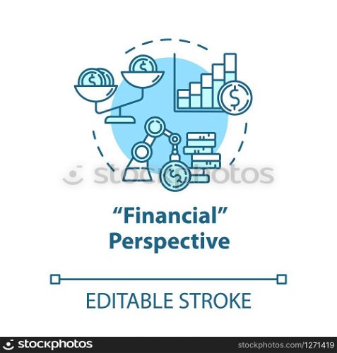 Financial strategies concept icon. Stock prospect. Capital growth. Accounting for income. Self-building idea thin line illustration. Vector isolated outline RGB color drawing. Editable stroke