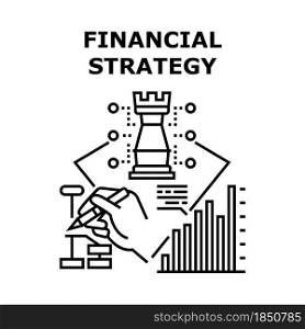 Financial Strategy Vector Icon Concept. Financial Strategy For Safe And Earning Money, Researching Finance Market And Planning Working Process For Success Achievement Black Illustration. Financial Strategy Concept Black Illustration