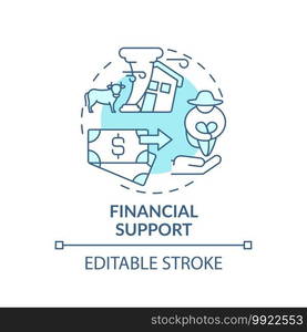 Financial support of ecology initiative concept icon. Ethical banking idea thin line illustration. Polluter pays principle. Vector isolated outline RGB color drawing. Green banking. Editable stroke. Financial support of ecology initiative concept icon