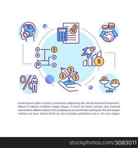Financial system concept icon with text. Preservation of economy. PPT page vector template. Brochure, magazine, booklet design element with linear illustrations. Financial system concept icon with text
