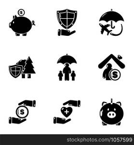 Financial system icons set. Simple set of 9 financial system vector icons for web isolated on white background. Financial system icons set, simple style