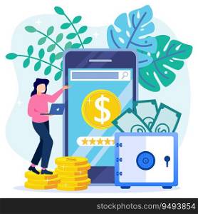 Financial transactions, non-cash payment transactions. Postal terminals and payment systems, currency, coins, wallet containing money, payment system NFC - Vector, money transfer - Vector - Vector.
