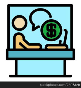 Financial worker icon. Outline financial worker vector icon color flat isolated. Financial worker icon color outline vector