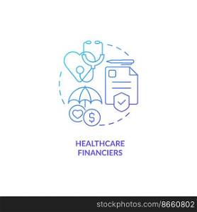 Financing health system blue gradient concept icon. Healthcare industry. Funding medical provision abstract idea thin line illustration. Isolated outline drawing. Myriad Pro-Bold font used . Financing health system blue gradient concept icon