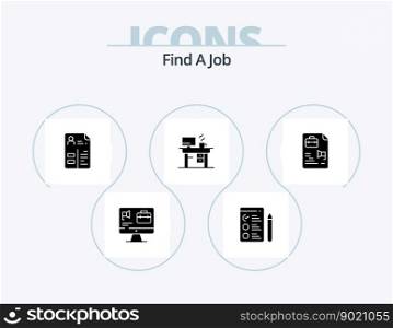 Find A Job Glyph Icon Pack 5 Icon Design. job. file. cv. working. laptop
