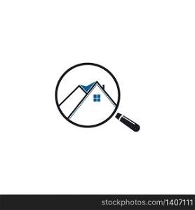 Find and Home Logo Design. Magnifying Glass House Logo Design For Real Estate Property.