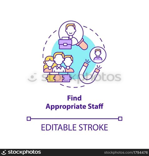 Find appropriate stuff concept icon. Building successful corporate team. Startup launch abstract idea thin line illustration. Vector isolated outline color drawing. Editable stroke. Find appropriate stuff concept icon