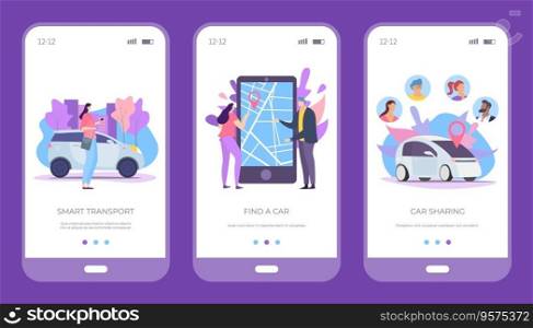 Find car smart transport and car sharing set vector image