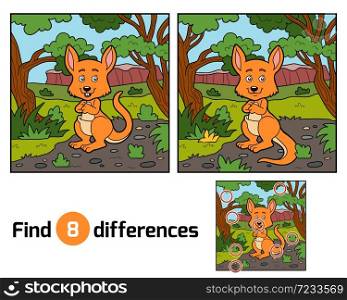 Find differences education game for children, Kangaroo