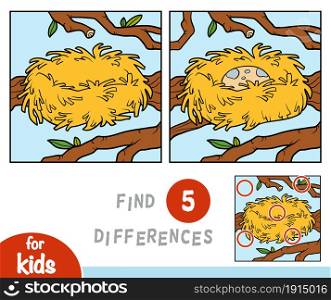 Find differences, education game for children, nest