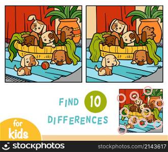 Find differences education game for children, Six dogs