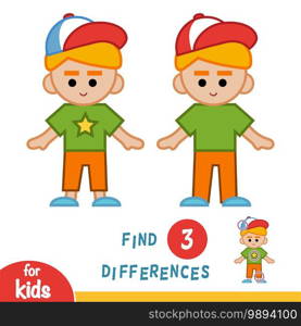 Find differences, education game for children, Sporty schoolboy