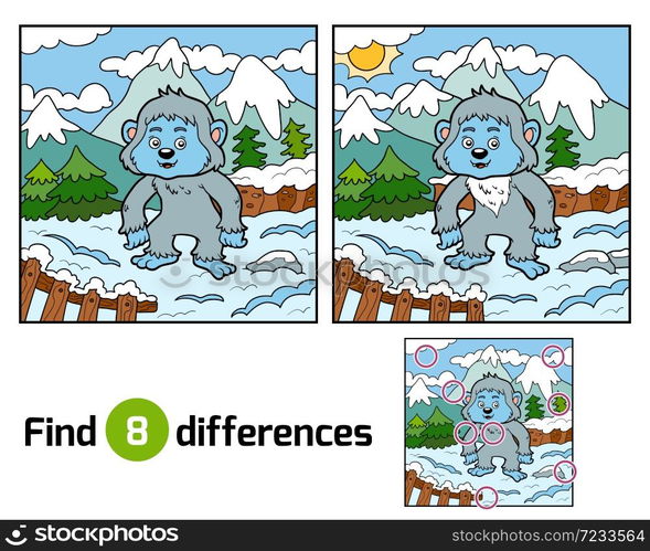 Find differences education game for children, Yeti