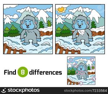 Find differences education game for children, Yeti