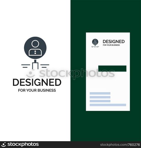 Find, Glass, Hiring, Human, Magnifier, People, Resource, Search Grey Logo Design and Business Card Template