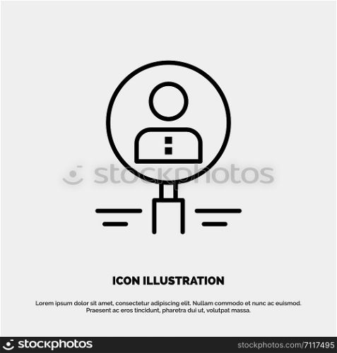 Find, Glass, Hiring, Human, Magnifier, People, Resource, Search Line Icon Vector