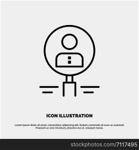 Find, Glass, Hiring, Human, Magnifier, People, Resource, Search Line Icon Vector