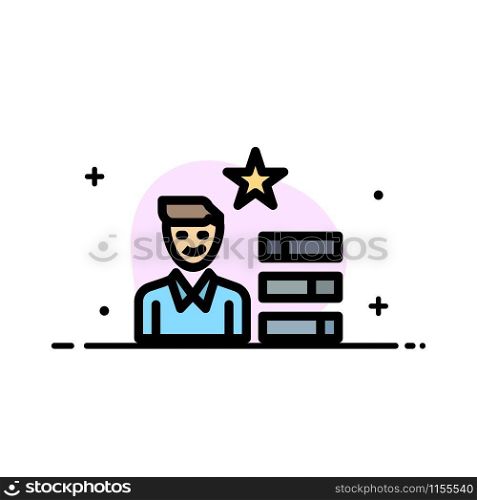 Find Job, Human Resource, Magnifier, Personal Business Flat Line Filled Icon Vector Banner Template