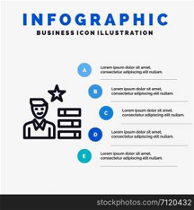 Find Job, Human Resource, Magnifier, Personal Line icon with 5 steps presentation infographics Background