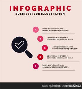Find, Search, View Solid Icon Infographics 5 Steps Presentation Background