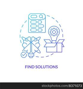 Find solution blue gradient concept icon. Determine problem solving. Deal with trouble. Correct mistake abstract idea thin line illustration. Isolated outline drawing. Myriad Pro-Bold font used. Find solution blue gradient concept icon