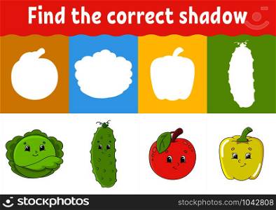 Find the correct shadow. Education developing worksheet. Matching game for kids. Activity page. Puzzle for children. Riddle for preschool. Cute character. Isolated vector illustration. Cartoon style. Find the correct shadow. Education developing worksheet. Matching game for kids. Activity page. Puzzle for children. Riddle for preschool. Cute character. Isolated vector illustration. Cartoon style.