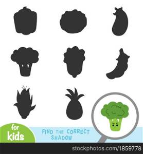 Find the correct shadow, education game for children, Broccoli