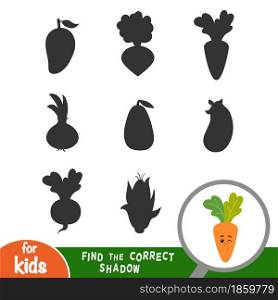 Find the correct shadow, education game for children, Carrot