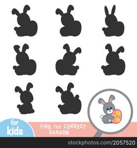 Find the correct shadow, education game for children, Easter rabbit and egg