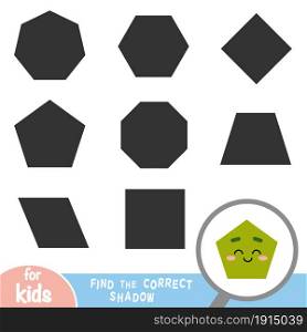 Find the correct shadow, education game for children, Pentagon