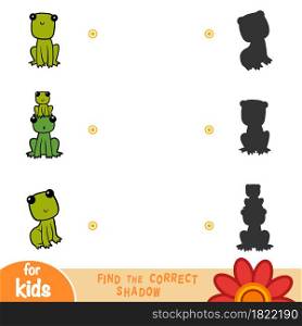 Find the correct shadow, education game for children, Set of frogs
