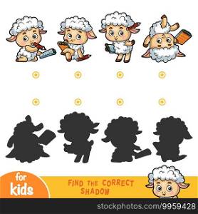 Find the correct shadow, education game for children, Sheep set