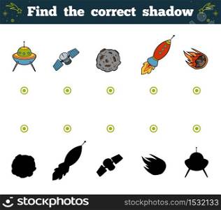 Find the correct shadow, education game for children. Space objects