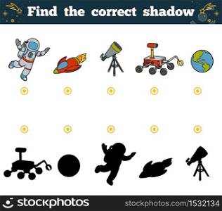 Find the correct shadow, education game for children. Space objects