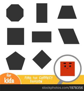 Find the correct shadow, education game for children, Square