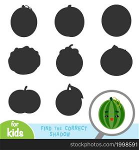 Find the correct shadow, education game for children, Watermelon
