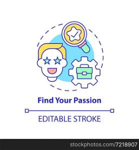 Find your passion concept icon. Social entrepreneurship abstract idea thin line illustration. Launch social startup. Motivation and incentive. Vector isolated outline color drawing. Editable stroke. Find your passion concept icon