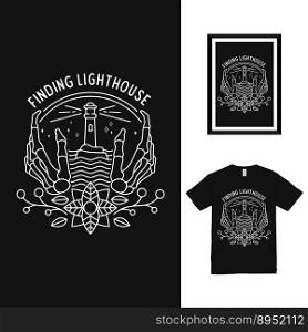 Finding light house t shirt design vector image