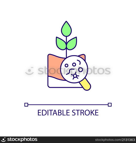 Finding protozoa in agricultural soil RGB color icon. Plant growth research. Regulating bacteria populations. Isolated vector illustration. Simple filled line drawing. Editable stroke. Arial font used. Finding protozoa in agricultural soil RGB color icon