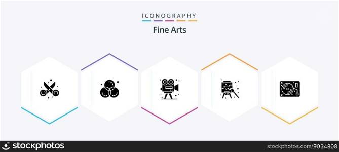 Fine Arts 25 Glyph icon pack including arts. easel. design. paint. art