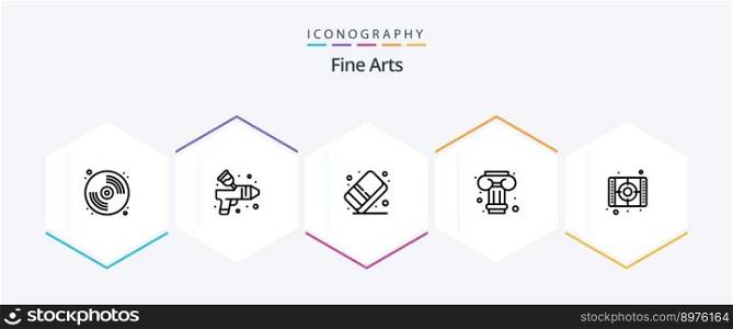 Fine Arts 25 Line icon pack including arts. movie. eraser. greek. art