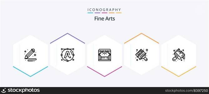 Fine Arts 25 Line icon pack including . . spotlight. brush. arts