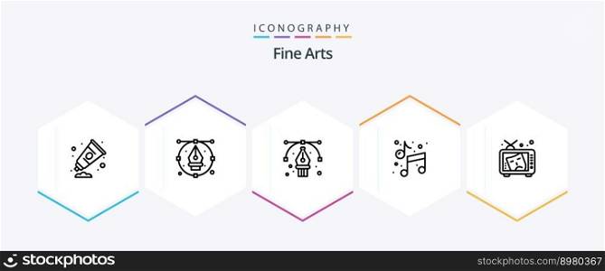 Fine Arts 25 Line icon pack including tv. arts. pencil. art. path