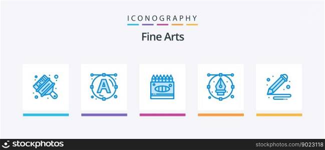 Fine Arts Blue 5 Icon Pack Including arts. pencil. art. pen. design. Creative Icons Design